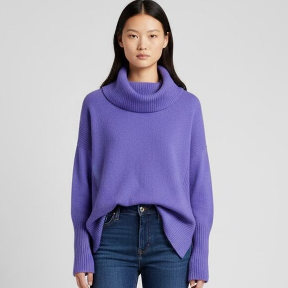 Diane Von Furstenberg Sweaters - Diane Von Furstenberg Ahiga Purple 90% Cashmere 10% Wool Cowl Turtleneck Sweater